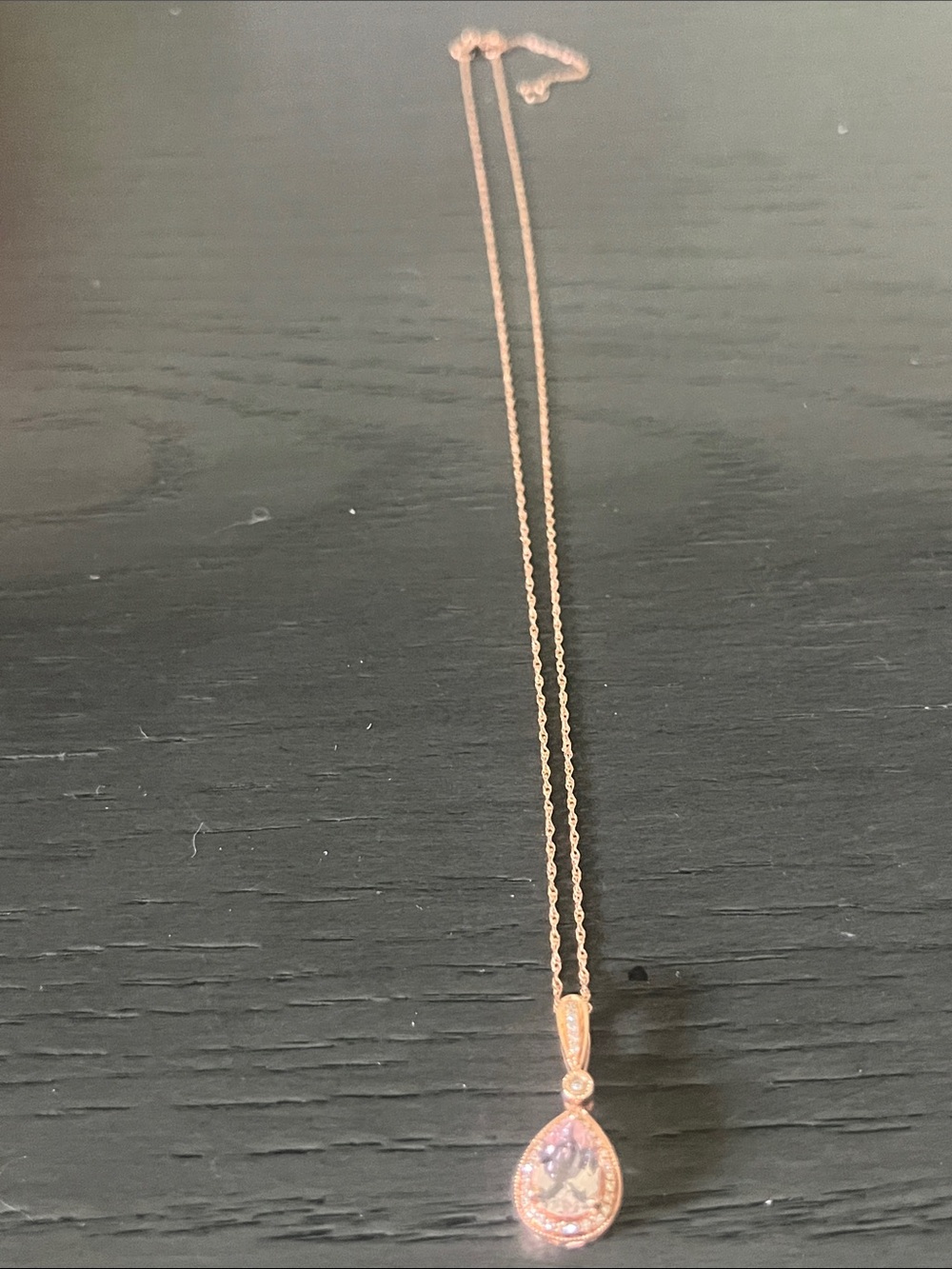 Delicate Rose Gold Teardrop Morganite Pendant Necklace with Halo Accent